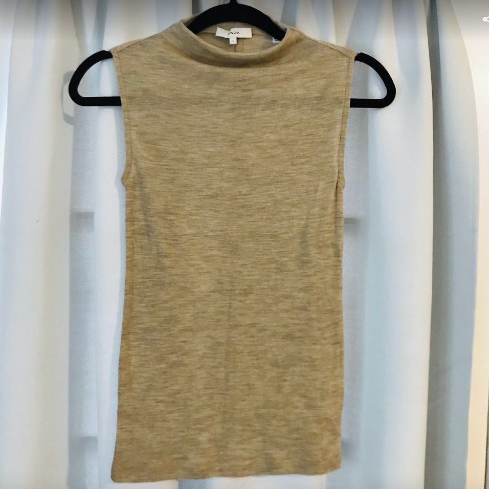 Vince High Neck Tank Top - Champagne (Small)